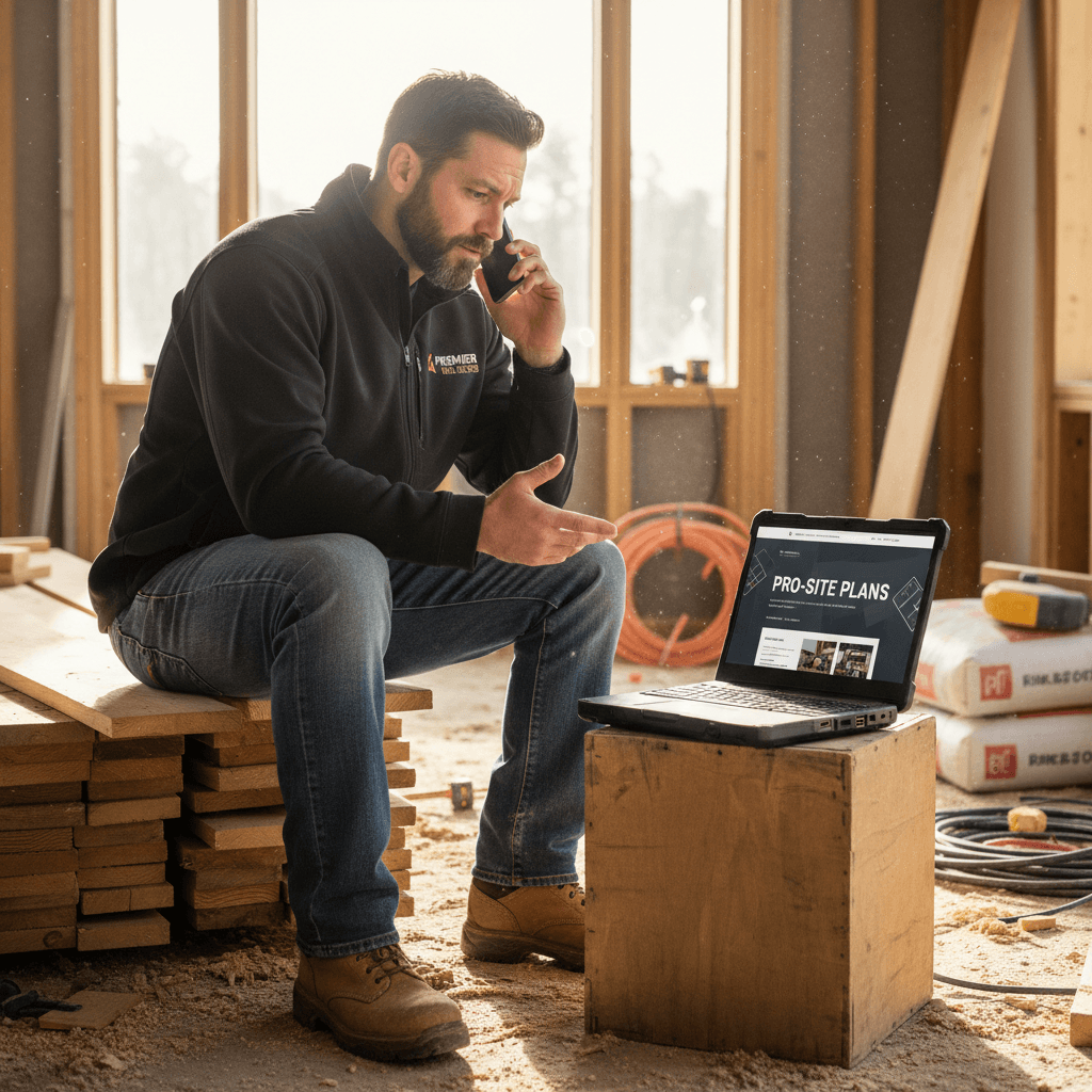 Tradesperson using website on mobile