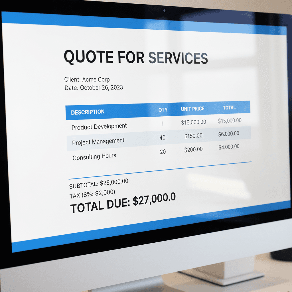 Custom quoting tool interface